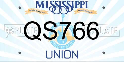 QS766 Mississippi License Plate