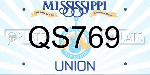 QS769 Mississippi License Plate