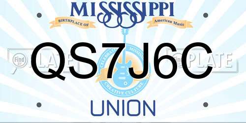 QS7J6C Mississippi License Plate