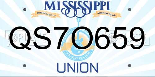 QS7O659 Mississippi License Plate
