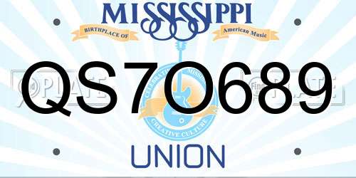 QS7O689 Mississippi License Plate