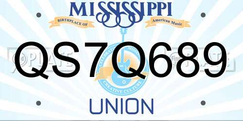 QS7Q689 Mississippi License Plate