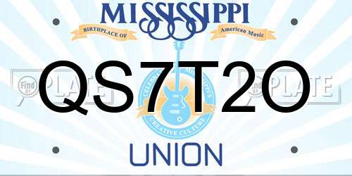 QS7T2O Mississippi License Plate