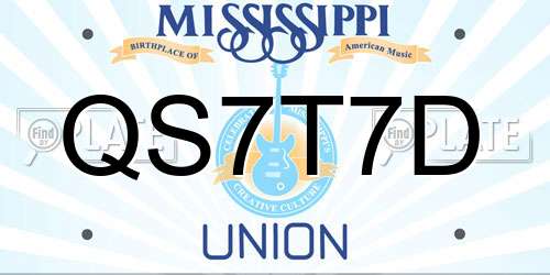 QS7T7D Mississippi License Plate