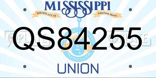 QS84255 Mississippi License Plate