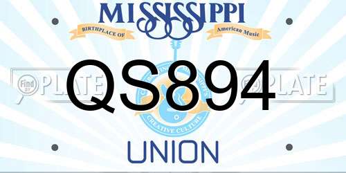QS894 Mississippi License Plate