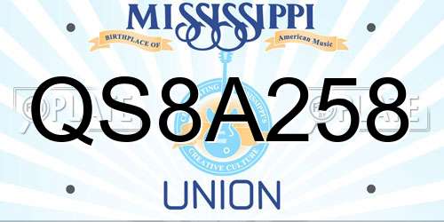 QS8A258 Mississippi License Plate