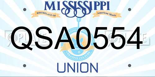 QSA0554 Mississippi License Plate