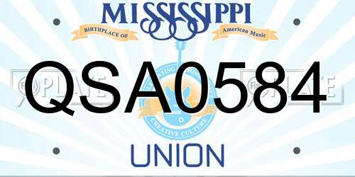 QSA0584 Mississippi License Plate