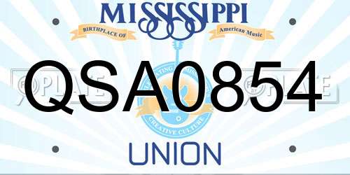 QSA0854 Mississippi License Plate