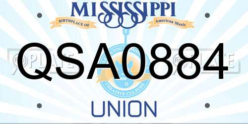 QSA0884 Mississippi License Plate