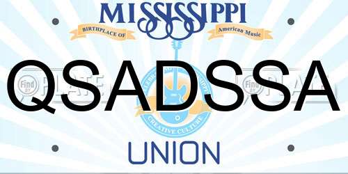 QSADSSA Mississippi License Plate