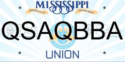 QSAQBBA Mississippi License Plate