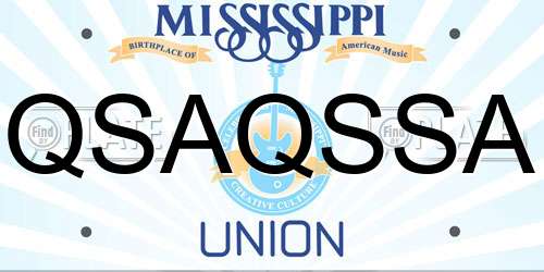 QSAQSSA Mississippi License Plate
