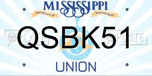 QSBK51 Mississippi License Plate