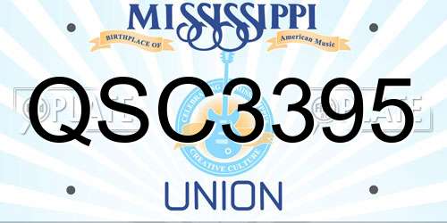 QSC3395 Mississippi License Plate