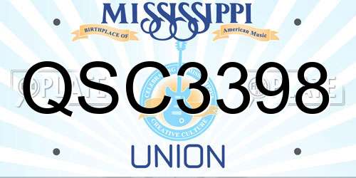 QSC3398 Mississippi License Plate