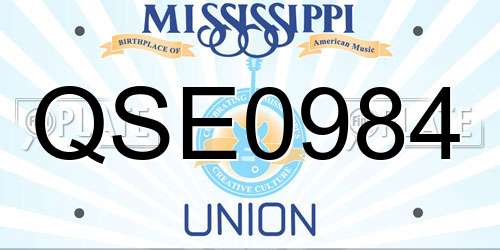 QSE0984 Mississippi License Plate