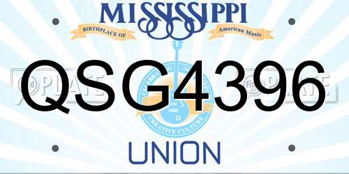 QSG4396 Mississippi License Plate