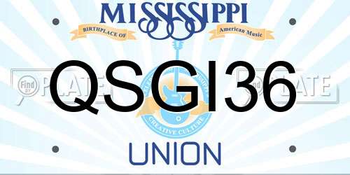 QSGI36 Mississippi License Plate