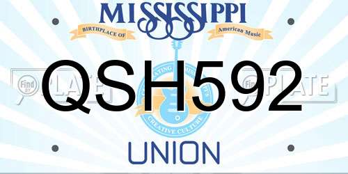 QSH592 Mississippi License Plate