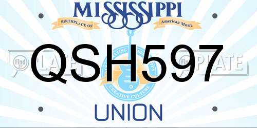 QSH597 Mississippi License Plate