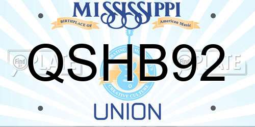 QSHB92 Mississippi License Plate