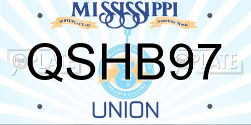 QSHB97 Mississippi License Plate