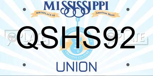 QSHS92 Mississippi License Plate