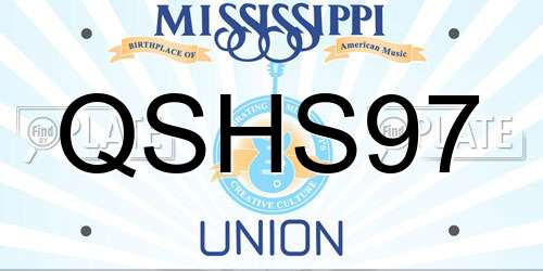 QSHS97 Mississippi License Plate
