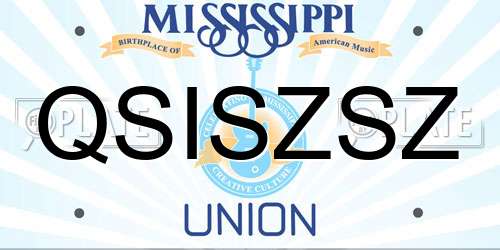 QSISZSZ Mississippi License Plate