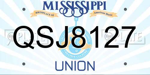 QSJ8127 Mississippi License Plate