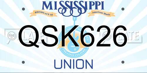 QSK626 Mississippi License Plate