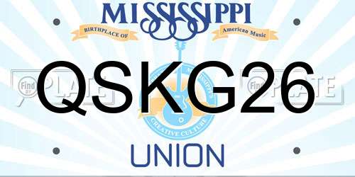 QSKG26 Mississippi License Plate