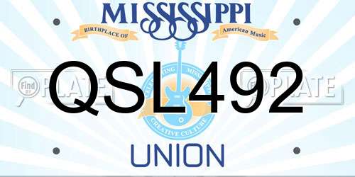 QSL492 Mississippi License Plate