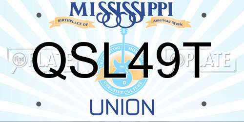 QSL49T Mississippi License Plate