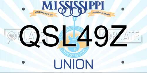 QSL49Z Mississippi License Plate