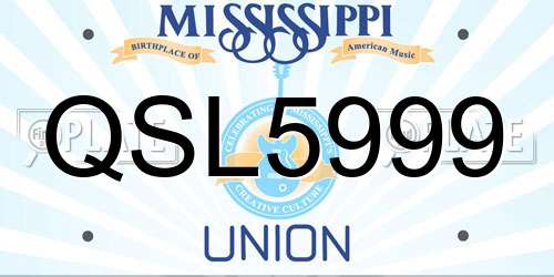 QSL5999 Mississippi License Plate