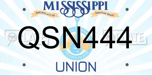 QSN444 Mississippi License Plate