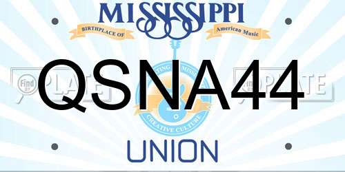 QSNA44 Mississippi License Plate