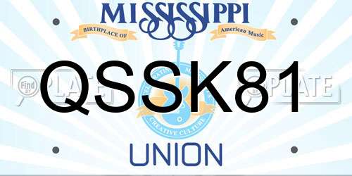 QSSK81 Mississippi License Plate