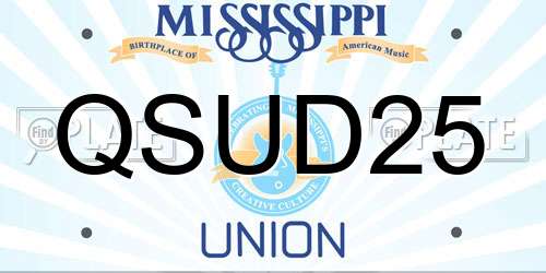 QSUD25 Mississippi License Plate
