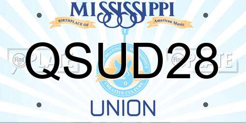 QSUD28 Mississippi License Plate