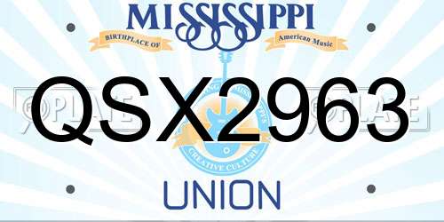 QSX2963 Mississippi License Plate