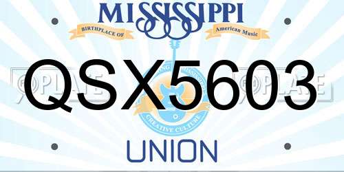 QSX5603 Mississippi License Plate