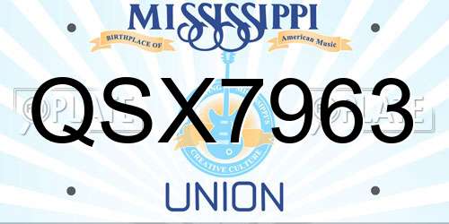 QSX7963 Mississippi License Plate