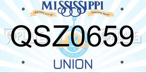 QSZ0659 Mississippi License Plate