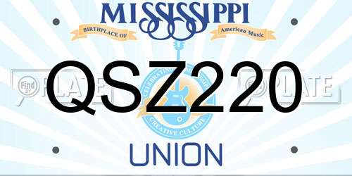 QSZ220 Mississippi License Plate