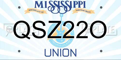 QSZ22O Mississippi License Plate