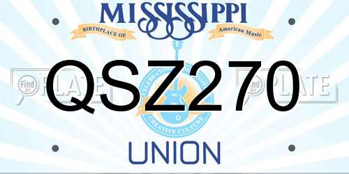QSZ270 Mississippi License Plate